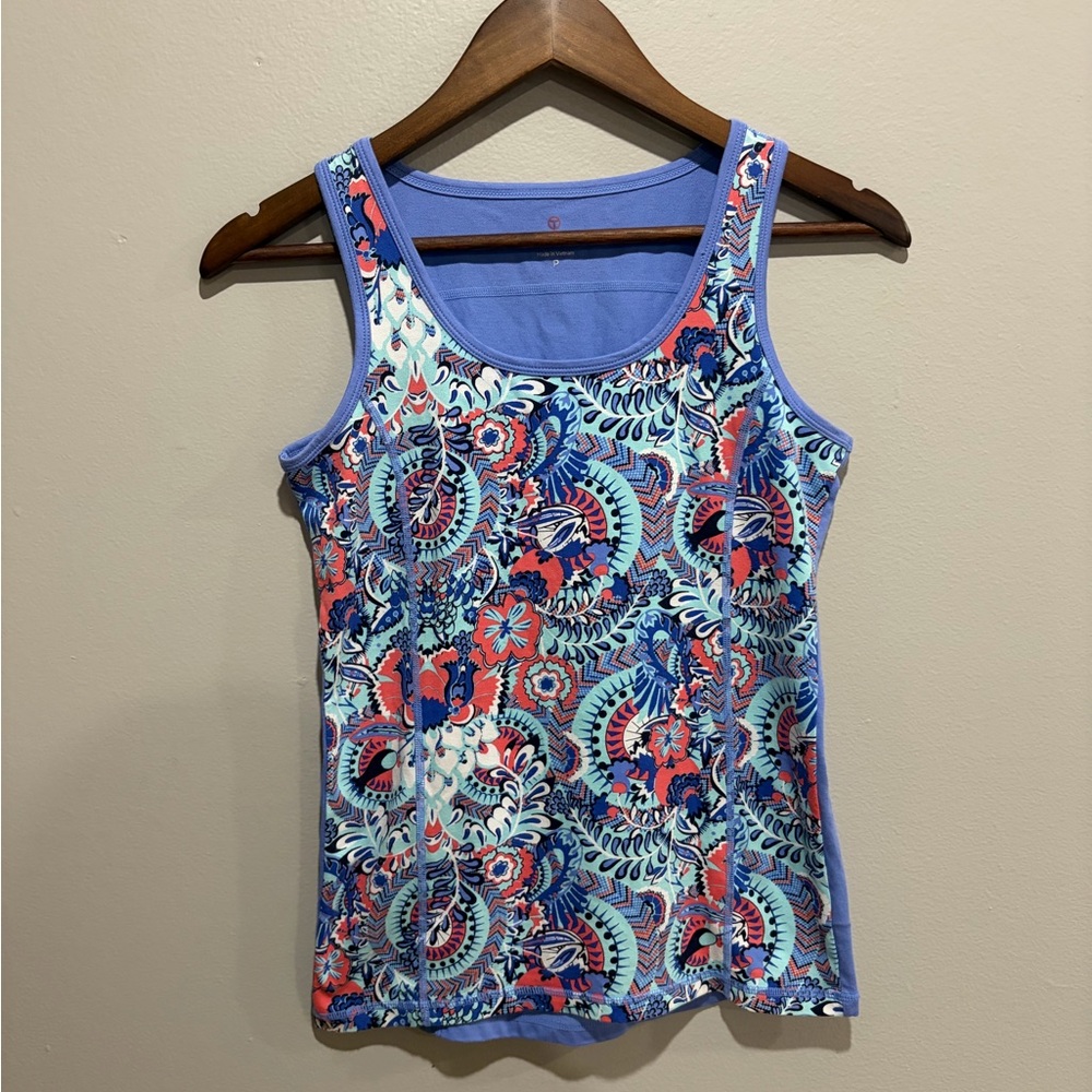 Talbots Blue Paisley Print Tank Top Size P Petite
